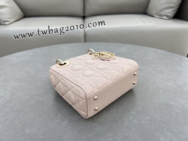 Dior专柜新款Lady女包迪奥高仿原单三格羊皮胭脂粉Classic Lady戴妃包 djfk1275